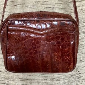 DONNA ELISSA genuine crocodile/alligator bag in rich cognac brown